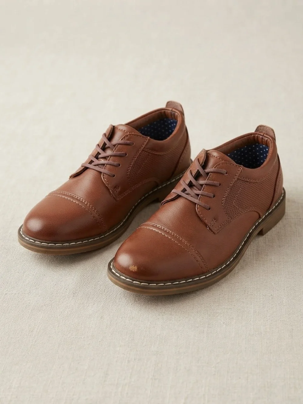 Steve Madden Boys Oliver Cognac Brown Dress Shoes Oxfords Size 11 Holiday